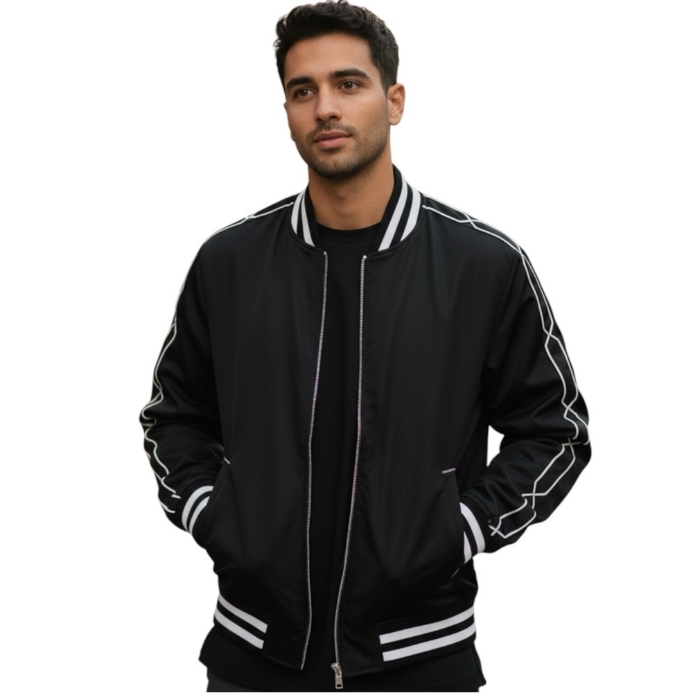 Hunter Black and White Bomber Jacket EUC L